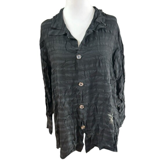 CP Shades NWT Button Down Tunic Black Striped Fabric Sz‎ M - Picture 1 of 6